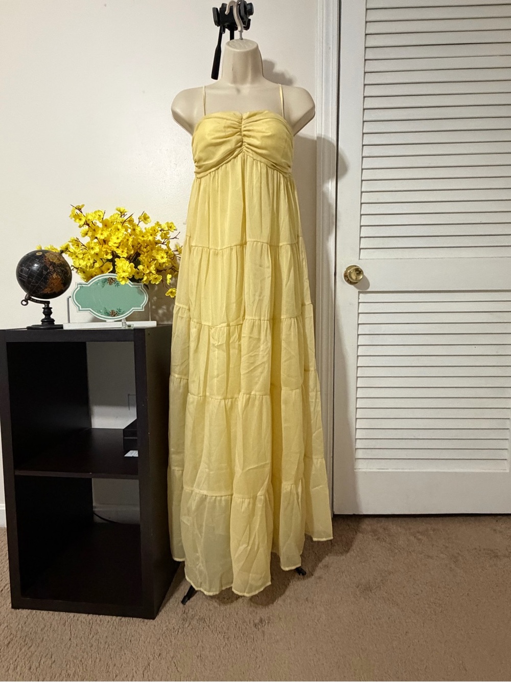 Yellow Spaghetti-Strap Maxi Dress brand new